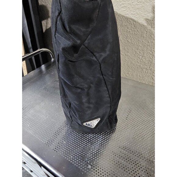 Prada Tessuto Medium Black Nylon Tote Shoulder Bag Metal Handles - Picture 3 of 8